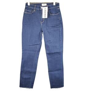 L'agence Sada Stretch Jean Sz 25 Straight Leg 10in Mid Rise Raw Hem Inseam 26